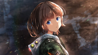 Girl blueeyes greenjacket lookingdistant blurrybackground - rpg portrait free wallpaper