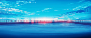 Sunset pool fence clouds blue - kyoto animation free wallpaper for desktop