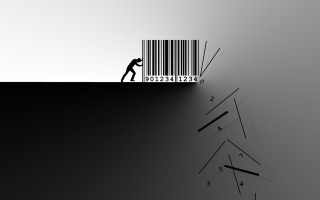 Barcode man hill illustration gradient - sharp foccus ilustration free wallpaper for desktop