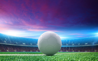 Soccerball grass stadium purplesky 4kuhd - a stadium free wallpaper