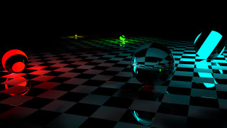 Checkered floor red blue light 2 - floor free wallpaper