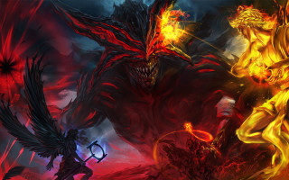 Demonic demon attack flames wings - a demonic demon free wallpaper