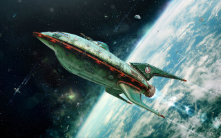 Spaceship planet star trek space - the air over a planet free wallpaper
