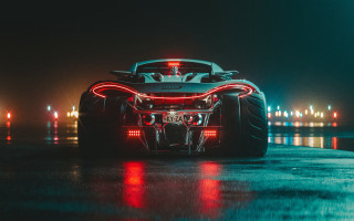 Car neon city reflection night - a wet road free wallpaper