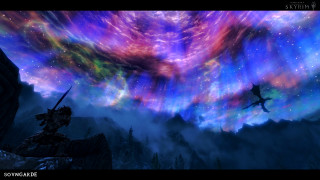Man colorful sky stars dragon - over a mountain free wallpaper