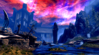 Fantasy landscape river castle colorful - a colorful sky free wallpaper