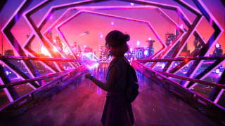 Woman tunnel city night neon - neon free wallpaper for desktop