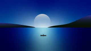 Boat full moon night water 2 - tranquil free wallpaper