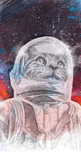 Space cat spacesuit astronaut planet - free sci-fi wallpaper for mobile