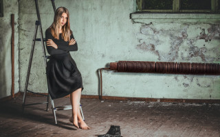 Woman black dress sitting shoes - carol bove free wallpaper for desktop