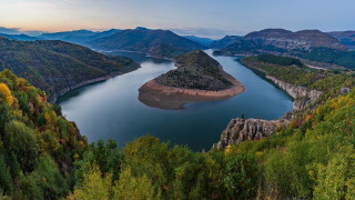Lake mountains trees evening blue - mountain and trees free wallpaper