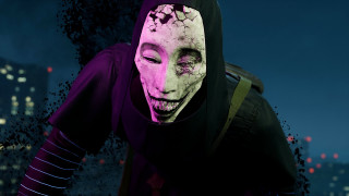 Man whitemask purpleface blackhoodie nightforest - a white mask free wallpaper