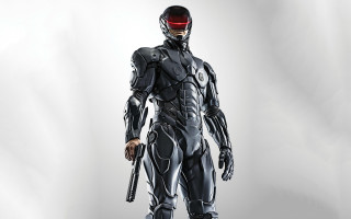 Futuristic man armor helmet gun 2 - a red helmet free wallpaper