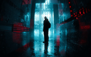 Dark room cyberpunk red lights - cyberpunk style free wallpaper
