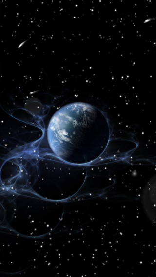 Planet sky stars black background - free space wallpaper for mobile