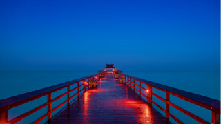 Pier lights night blue sky - a pier free wallpaper for desktop