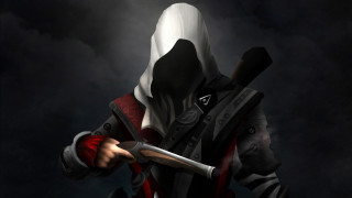 Hooded person knife dark sky - game art free wallpaper