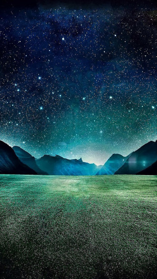 Night sky stars mountains grass - a night sky free wallpaper for mobile