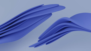 Blue curved tail generative art - a blue object free wallpaper for desktop