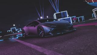 Purple sports car neon city - a purple sports car free wallpaper