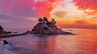 Sunset beach rock formation mystical - arthur b. carles free wallpaper