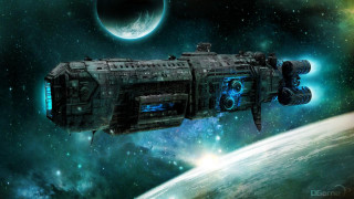 Space station galaxy moon planet - sci fi fantasy free wallpaper