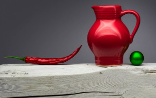 Red jug green pepper wooden - the table free wallpaper