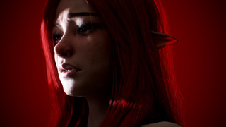 Red haired crying elf portrait - unreal engine 5 free wallpaper for desktop