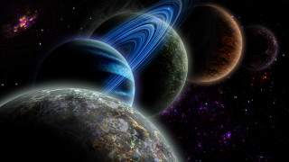 Space planets stars blue ring - a blue ring free wallpaper for desktop