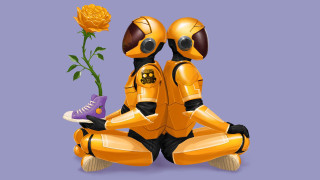 Yellow robot flowers sneakers botanical - digital art free wallpaper for desktop