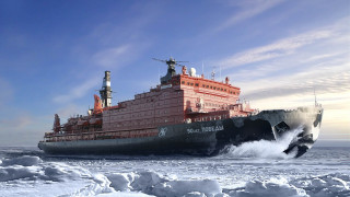 Large boat ocean ice clouds - realistic free wallpaper