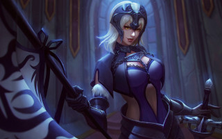 Purple sword woman blue light - a purple outfit holding free wallpaper for desktop