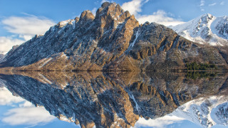 Mountain lake sky reflection symmetry - symmetry!! free wallpaper