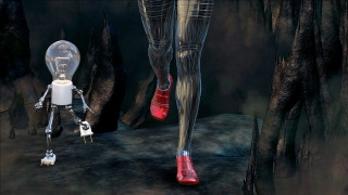 Robot woods lightbulb redshoe firth - a light bulb free wallpaper