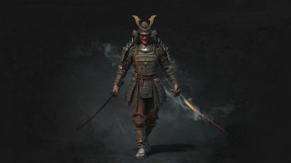 Demon mask swordsman japanese armor - realistic character concept free wallpaper