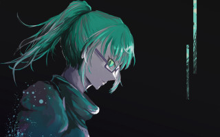 Green hair glasses aya goda - a green light free wallpaper