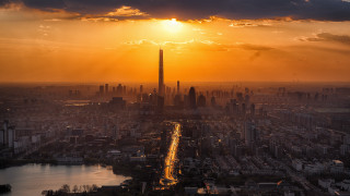 City skyline tower sunset clouds - cao buxing free wallpaper