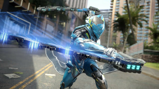 Futuristic man street city warframe - warframe armor free wallpaper