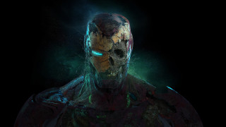 Glowing man green eyes helmet - adrian ghenie free wallpaper
