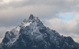 Mountain snow peak clouds plane - peak in the background free wallpaper