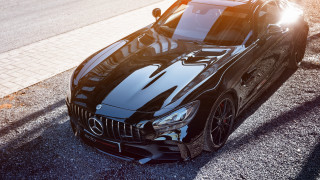 Black mercedes sports car night - free cars wallpaper