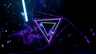 Purple blue abstract triangle neon - volumetric free wallpaper