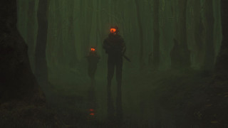 Glowing forest man woman nature - a dark forest free wallpaper