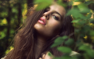 Woman forest sky portrait nature - a forest free wallpaper for desktop