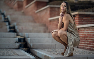 Woman dress steps serious look - step free wallpaper