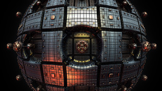 Futuristic sphere metal red light - the center of it free wallpaper