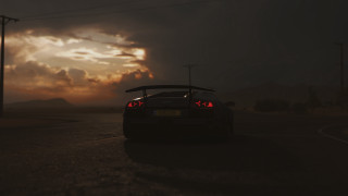 Car road cloudy sunset horizon - the sun behind free wallpaper