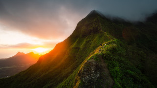 Mountain grassy slope hill sunset - a grassy hill free wallpaper