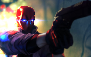 Red mask baseball bat glowing - global free wallpaper