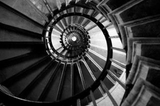 Spiral staircase skylight person standing - alexander rodchenko free wallpaper